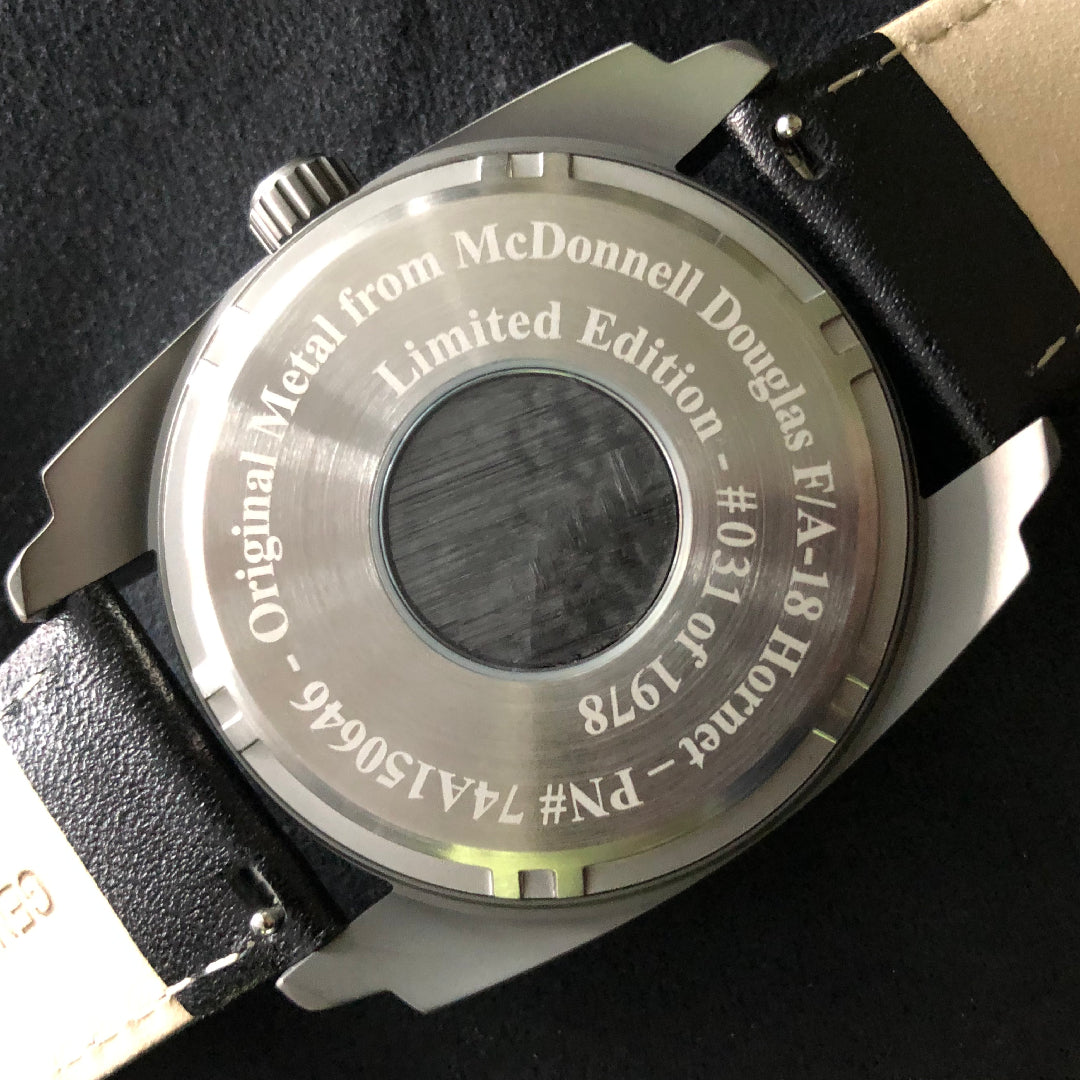 F-18 Hornet Tribute - Gun Metal Finish, Black Dial, Black Leather Band