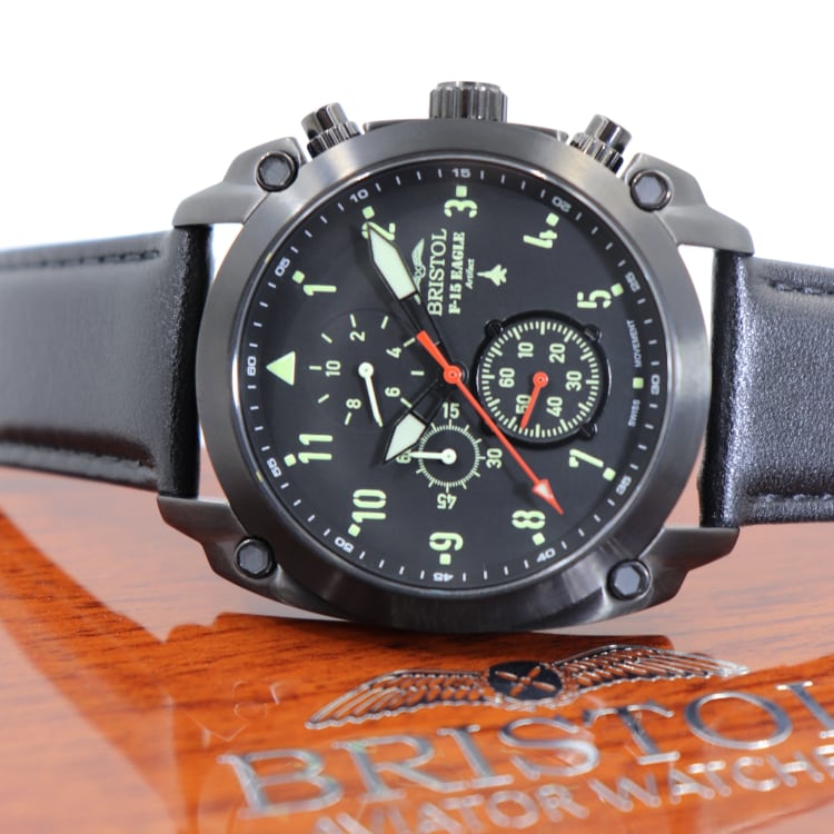 F-15 Eagle Tribute - Black Finish, Leather Band