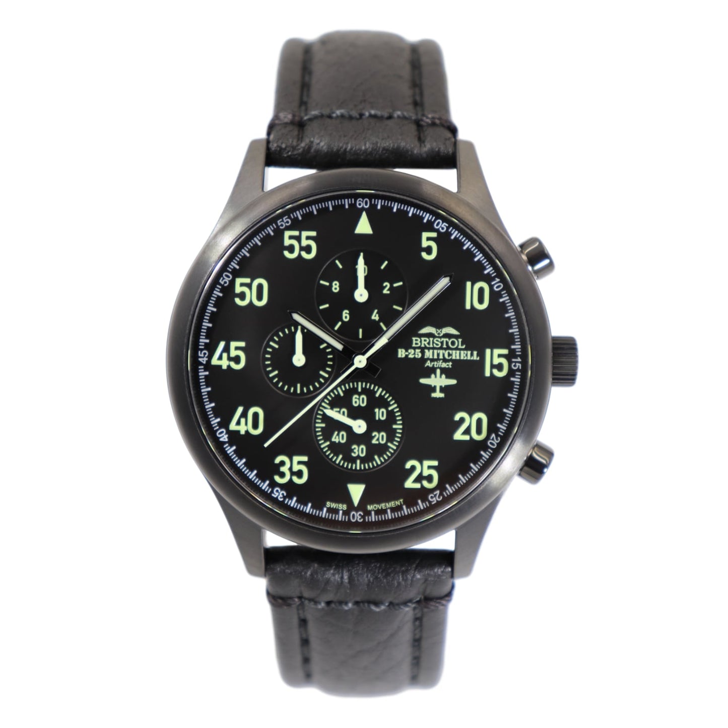 B-25 Mitchell Tribute - Black Finish, Black Leather Band