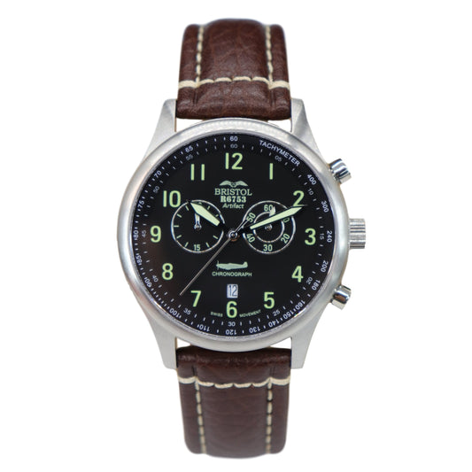 R6753 - Our Spitfire R6753 Tribute - Stainless Steel, Brush Finish, Brown Leather Band